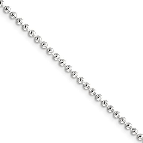 2.3mm Sterling Silver, Solid Beaded Chain Necklace, 24 Inch - Picture 1 of 8